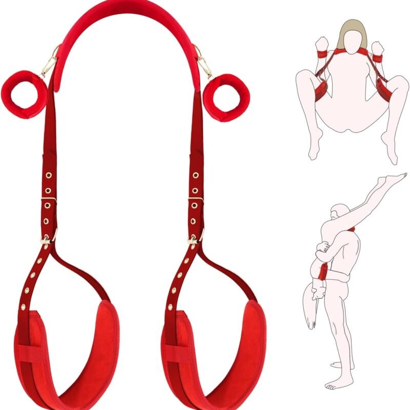 Sex Bondage BDSM Restraints Kit - Neck to Thigh/Ankle Bondage with Handcuffs Adjustable Wrist Cuffs,Bed Restraints BDSM Thigh Sling,Sex Things for Couples Kinky,Adult Sex Toys for Couple Women
