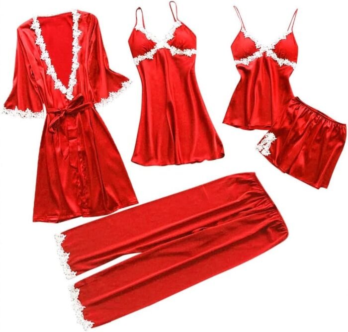 Women's Lingerie Set Padded Nightwear Deep V Neck Teddy Sling Bra Panties Short Dress Outfits