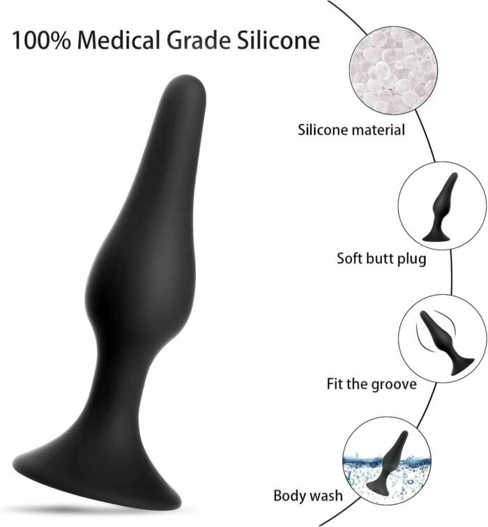 Hisionlee Sex Toys 5PCS Anal Plug Set Silicone Anal Butt Plug Adult Sex Toys for Women,Men and Beginners(Black) - Image 2