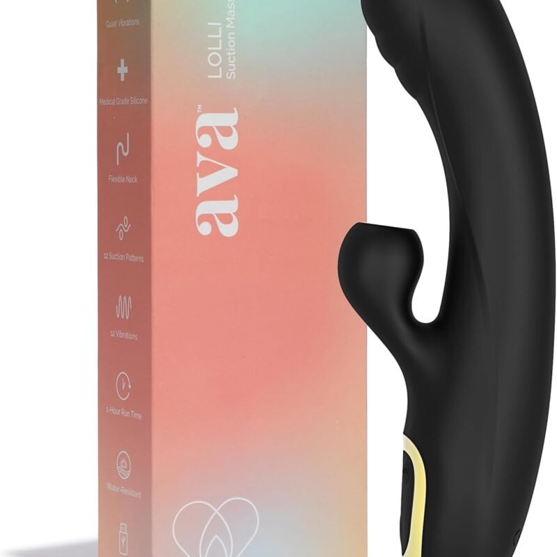 Ava Suction Lolli Dual-Function Vibrator - Sex Toys for All | G Spot Vibrator Personal Massager | Adult Toys for Couples Sex Toys | Women Sex Toy | Clitoral Stimulator | Gifts for Women [Black]