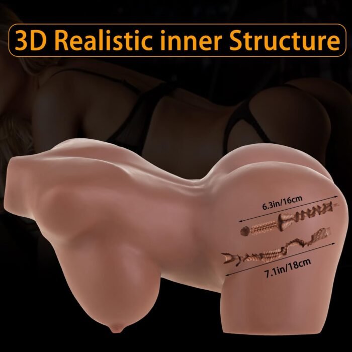 12lb Torso Sex Doll Male Masturbator with Boobs Anal Vagina Sex Stroker Realistic Big Butt Sex Dolls Torso Female Ass Masturbators Sex Toys Men Masturbation Adult Toys Men’s Sex Dolls Pocket Pussy - Image 7