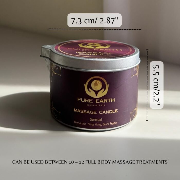 Sensual Massage Candle - Melts to Silky Oil, No Waxy Residue - Skin Moisturizing Body Massage Oil Candles (160 Grams or 6 oz.) - with Palmarosa, Ylang Ylang, Black Pepper by PURE EARTH essentials - Image 2