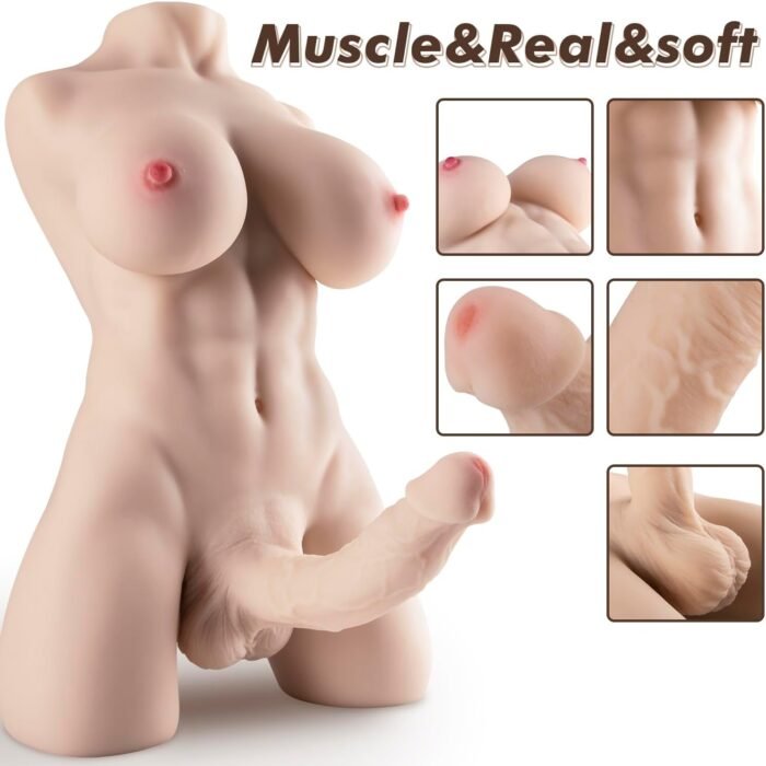 13LB Shemale Sex Doll Torso for Women Male Sex Doll with Flexible Huge Dildo, Lifelike Realistic Trans Sex Doll with Penis Transsexual Female Love Doll Unisex Adult Sex Toy - Image 9