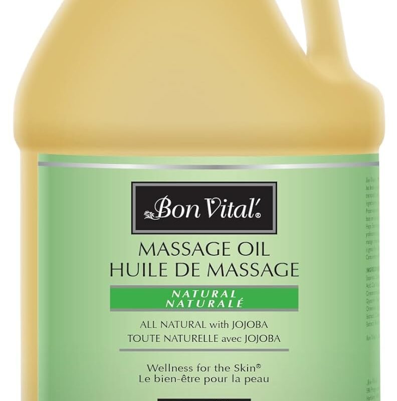 Bon Vital Naturale Massage Oil Made with Natural Ingredients for an Earth-Friendly Massage, Revives and Rehydrates Dry Skin Naturally, with Green Tea Extract, 1 Gal, Label may Vary