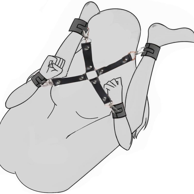 Sex Bondage Wrist & Thigh Cuffs BDSM Restraints Set, Sex Toys for Women with Adjustable Leg Straps, Pu Leather Bondage Couple Handcuffs for Beginner Thin Restraints SM Bedroom Game Play Accessories