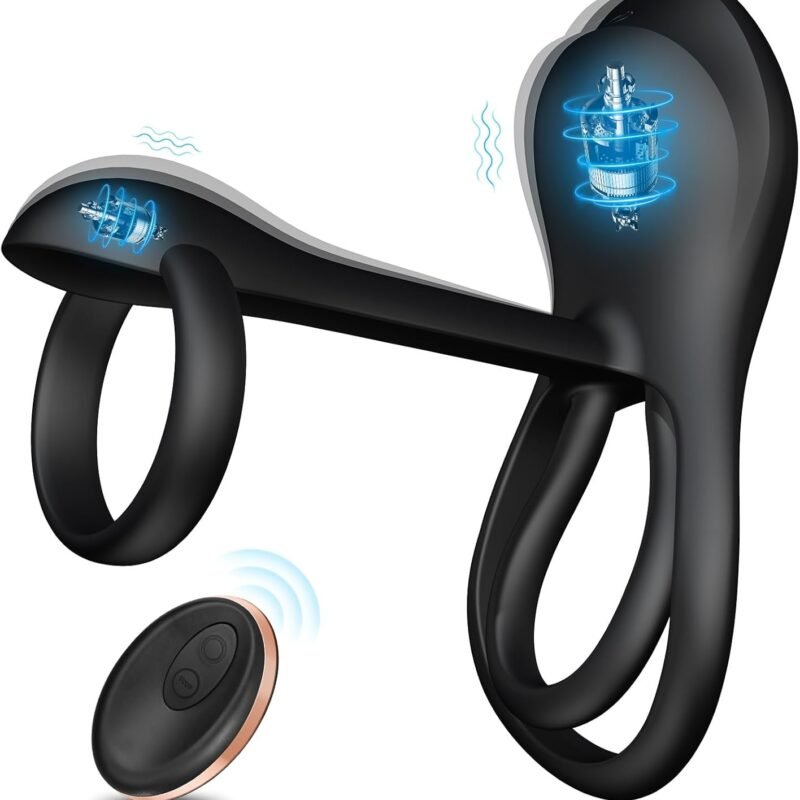 Vibrating Cock Ring Sex Toys - 3 in-1 Adult Couples Sex Toys Silicone Waterproof G-spot, Clitoral Stimulator with 10 Vibration Modes for Women, Double Penis Ring for Men to Longer Harder Erection