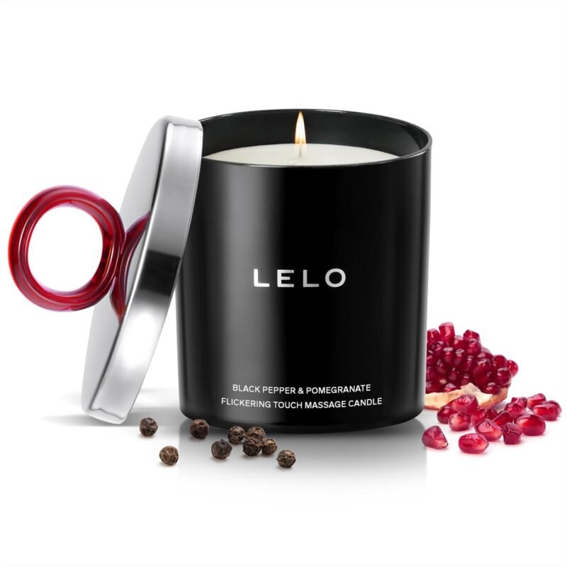 LELO Flickering Touch Massage Candle, Melts into Massage Oil, Scented Candle Body Massage Oil, Luxury Skin Treatment, Black Pepper & Pomegranate Scent