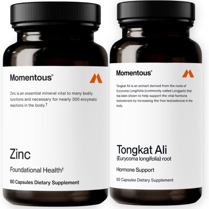 Momentous Tongkat Ali for Men and Women, Momentous Zinc Picolinate 15mg -Natural Performance Supplement for Health & Wellness 30 Servings, Promotes Joint Health & Lean Muscle Mass, 60 Servings