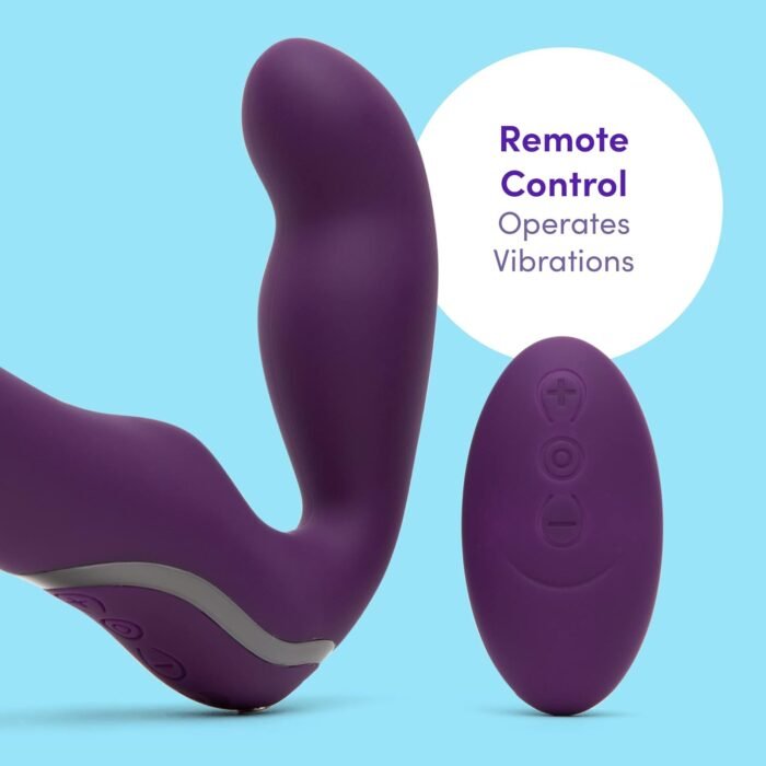 Lovehoney Desire Strapless Strap On Vibrating Dildo - 8 Inch Silicone Dildo for Women - 12 Intensity Levels & 8 Patterns with Remote Control - Adult Sex Toy Rechargeable & Waterproof - Purple - Image 3