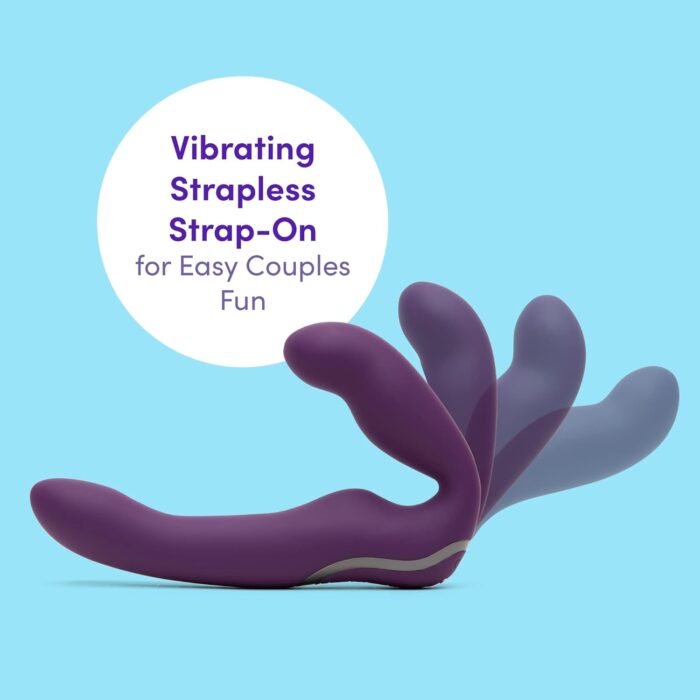 Lovehoney Desire Strapless Strap On Vibrating Dildo - 8 Inch Silicone Dildo for Women - 12 Intensity Levels & 8 Patterns with Remote Control - Adult Sex Toy Rechargeable & Waterproof - Purple - Image 2