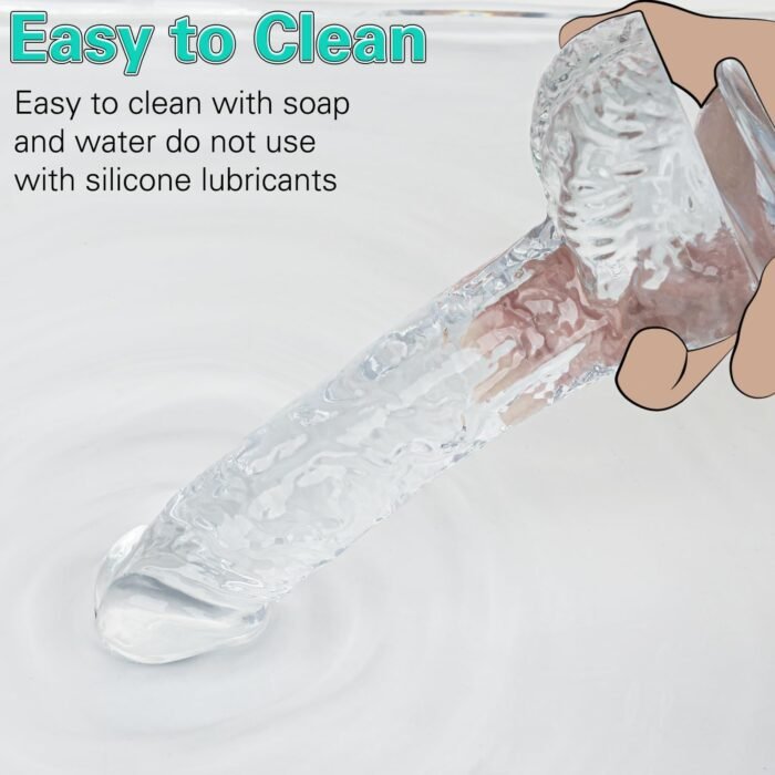 Clear Realistic Dildo, 8.55 Inch Feels Like Skin Body-Safe Material, with Strong Suction Cup for Hands-Free Play, Adult Sex Toys Suitable for Women Men Gay ＆ Couple - Image 6