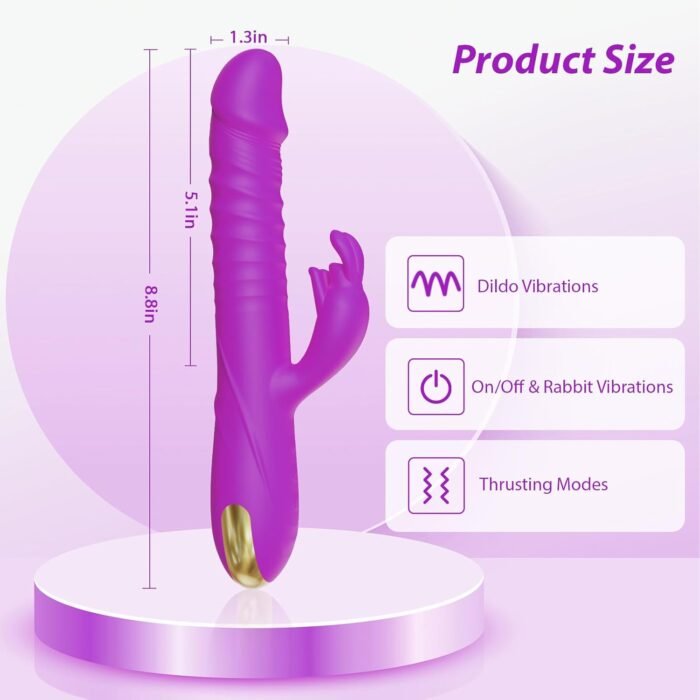 Thrusting Dildo Vibrator Sex Toys - Dildos Adult Toys for Women Rabbit G Spot Vibrator with 3 Fast Thrusting & 10 Vibration Modes, Clitoral Stimulator Adult Sex Toy for Women Couple (Purple) - Image 6