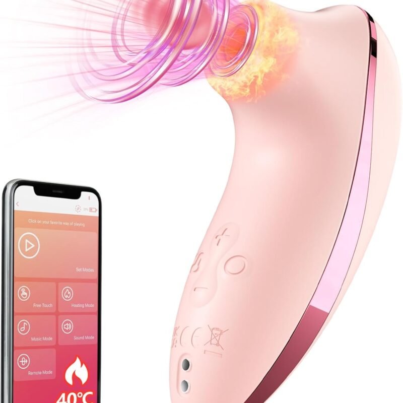 Sucking Vibrator Adult Sex Toys - Heating Pulse Pure Sucker APP Remote Clitoral Vibrator with 5 * 5 Suction, Clitoris Nipple Stimulator Waterproof Rose Sex Toys for Women Female Couples Pleasure