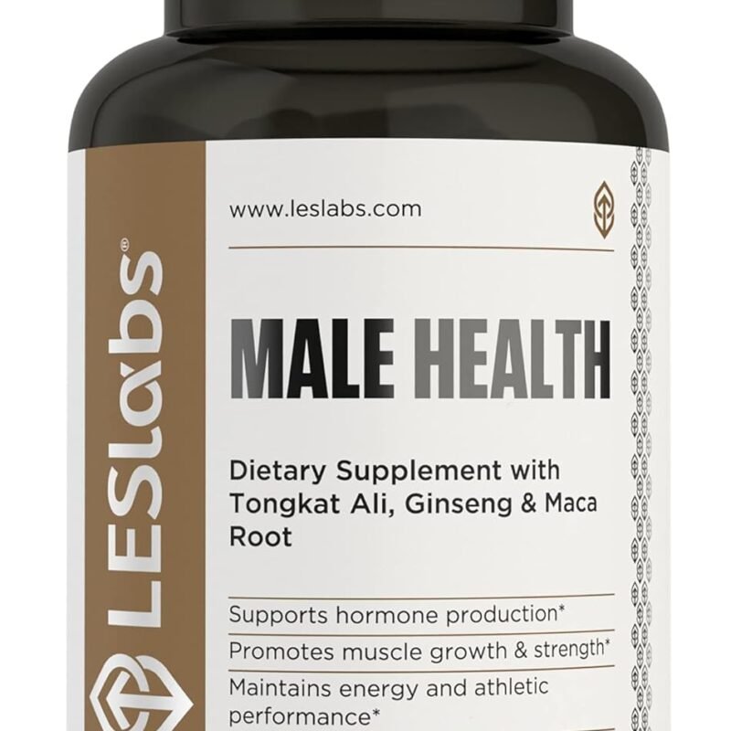 LES Labs Male Health – Enhance Hormone Production, Strength & Vitality, Drive & Endurance – Tongkat Ali, Ginseng, Maca & Boron – Non-GMO Supplement – 60 Capsules