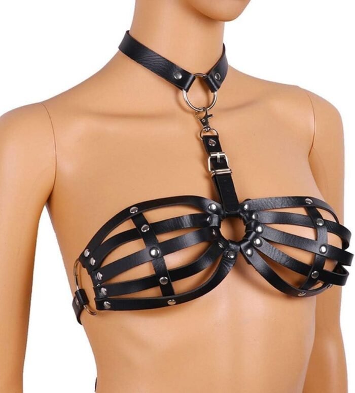 Sexy Women Lingerie Body-Harness Faux Leather Open Bra Full Cage Bondage Hollow Out BDSM Festival Clothing - Image 5