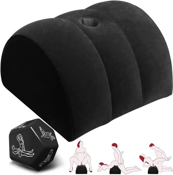 Sex Position Pillow Sex Dice Set-Dildo Pillow Dildo Mount Sex Toys Inflatable Sex Cushion Sex Games for Adult Couples Sex Women G Spot Cushion Sex Furniture Pillow for Couples (Black)