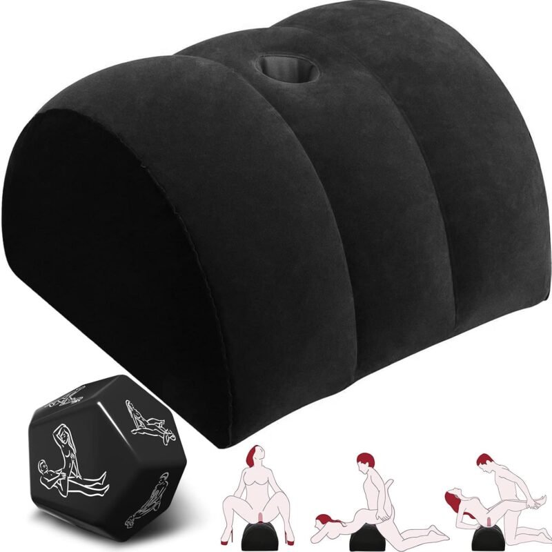Sex Position Pillow Sex Dice Set-Dildo Pillow Dildo Mount Sex Toys Inflatable Sex Cushion Sex Games for Adult Couples Sex Women G Spot Cushion Sex Furniture Pillow for Couples (Black)