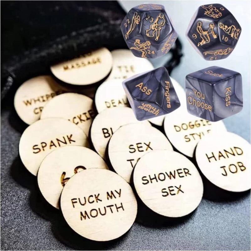 Thyggzjbs 20Pcs Date Night Activity Tokens,Funny Wooden Couples Romantic Funny Sex Token and Sex Dice for Adult Couples Sex Games, Make The Perfect Couples Toys (Round Pack 2)