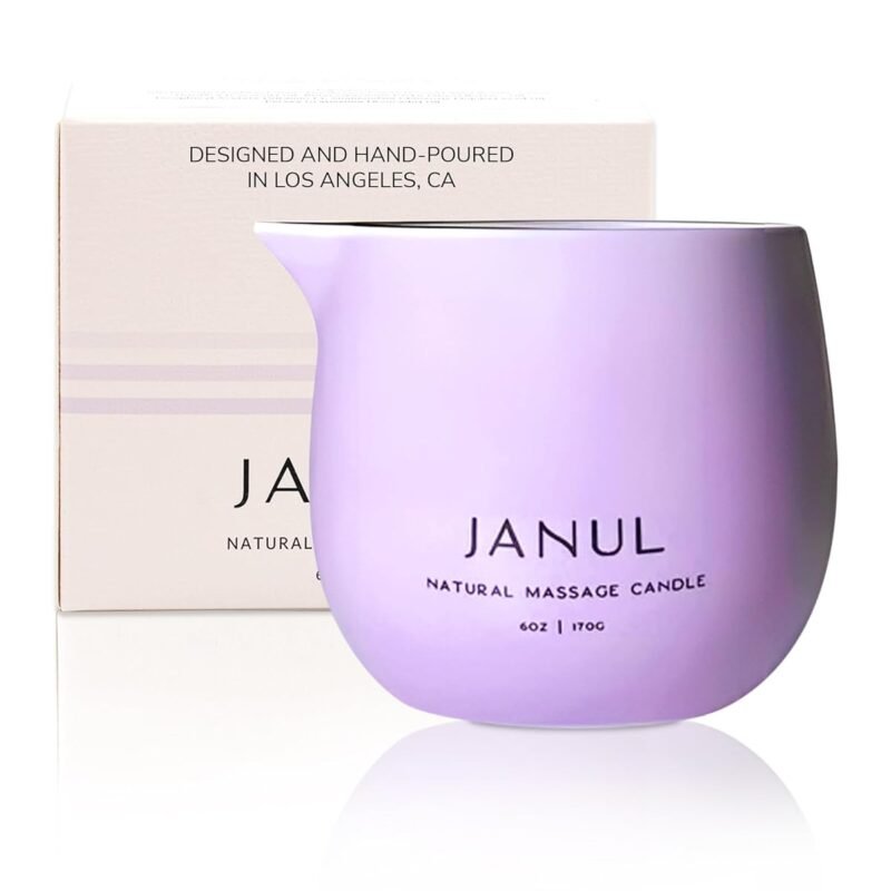 Luxury Melon & Sweet Jasmine Scented Massage Candle – 6oz Natural Soy Wax with Shea & Cocoa Butter – Built-In Spout for Easy Pouring – Body-Safe & Toxin-Free – Perfect Relaxation Gift – Wax Play Candles