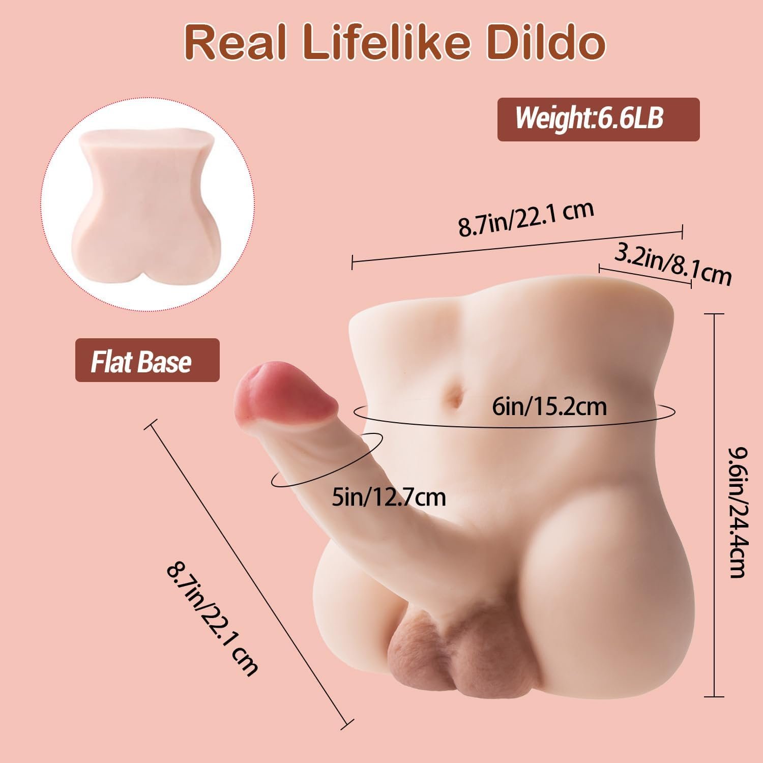 Sex Torso Doll with 8.7inch Flexible Realistic Dildo for Women Masturbation, Men Sex Dolls for Women Tight Anal Hole Sex Huge Cock for Female, Unisex Masturbator Sex Toy for Women Gay Couple 6.6LB - Image 5