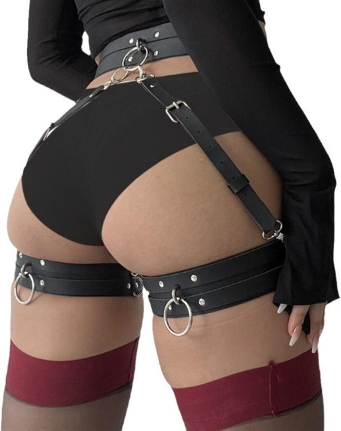Fangool Women Punk Belts PU Leather Body Chain Waist Belt BDSM Lingerie Bondage Bodysuit Harness Lingerie Goth