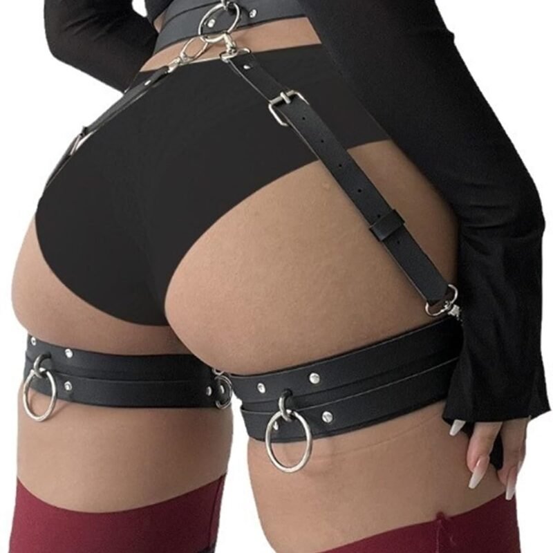 Fangool Women Punk Belts PU Leather Body Chain Waist Belt BDSM Lingerie Bondage Bodysuit Harness Lingerie Goth