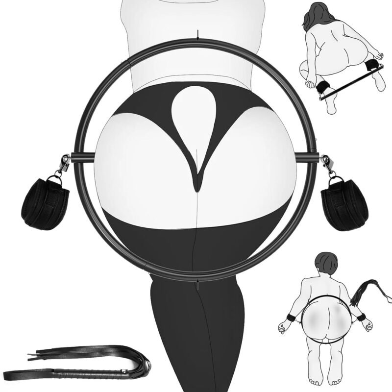 BDSM Waist and Hip Restraint Rings Sex Toy, Bondage Restraints Stainless Ring with Whip Handcuffs for Couples, Adult Toys Slave Kits with Padlocks Cuffs Spanking Games for Women & Men