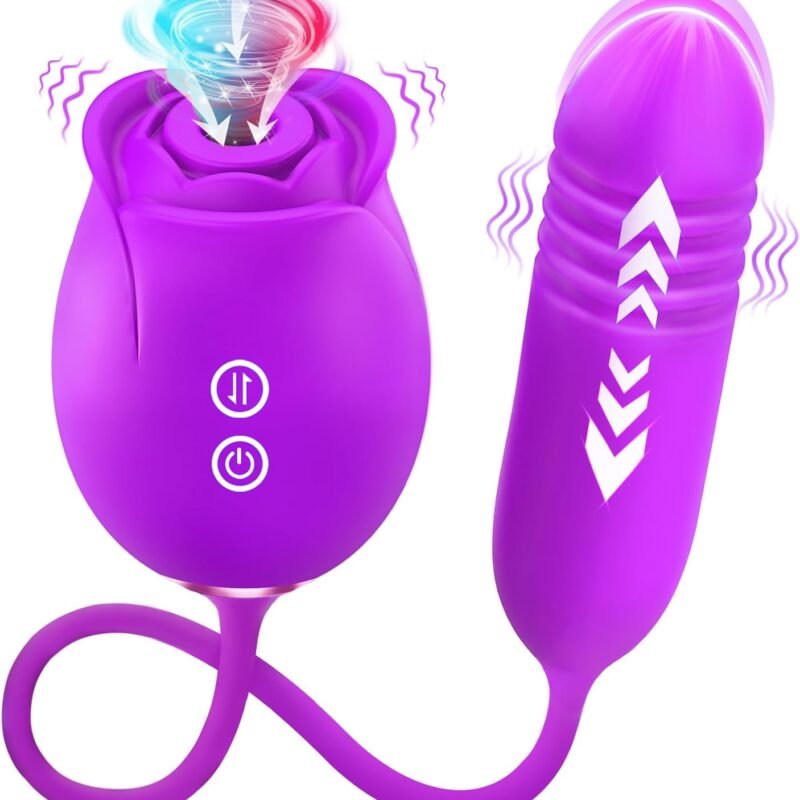 Vibrator Rose Sex Toy for Women – Upgraded Adult Toys Sex Toys for Women with 18 Sucking Vibrator Thrusting Dildo G Spot Vibrators Clitoral Nipple Stimulator, Adult Sex Toys Games for Couples Pleasure