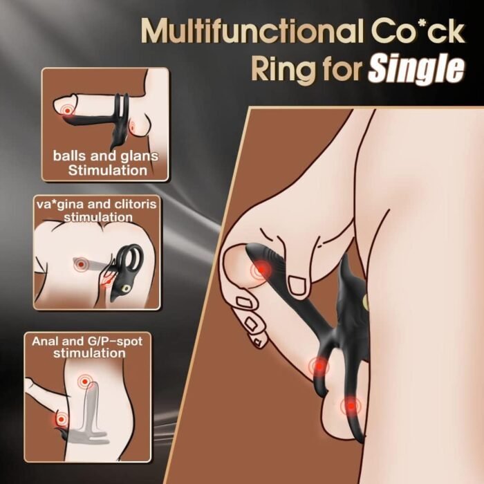 Vibrating Cock Ring Adult Sex Toys for Men, 3 in 1 Penis Ring Vibrator with 10 Vibration Modes G-Spot & Clitoral Stimulator, Silicone Couples Sex Toy Adult Sex Toys Vibrators for Men Women - Image 4