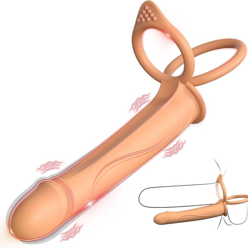 Couples Male Adult Sex Toys - Double Penetration Dildo, Vibrating Anal Plug with Cock Rings, Strap On Butt Plug Penis Vibrator, Mens Kinky Sex Toy for Couple Men Erection Sex, LNIIY Anal Play Sex Game