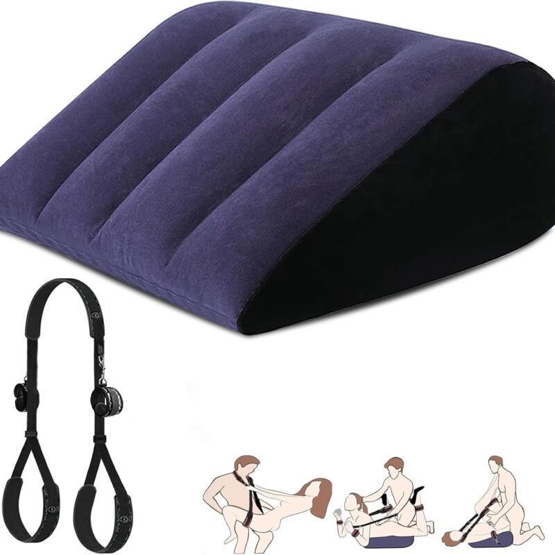 BDSM Sex Restraint Set- Adult Sex Toy Position Pillow with Adjustable Thigh Sex Leather Bondage Strap, Sex Ramp Furniture for Deep Position Support, Sex Pillow Wedge Bed Restraints for Couples Sex