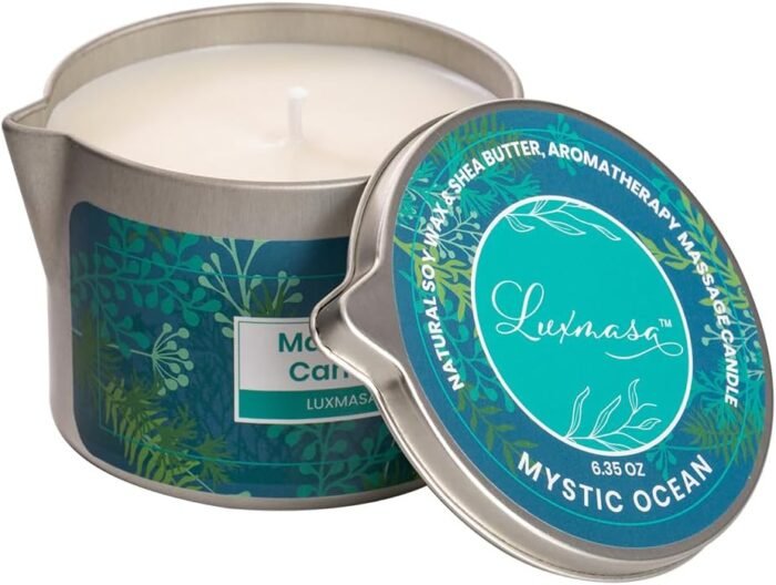 Soy Wax Scented Massage Oil Candles for Couples - Warm Body Oil Candle for Therapy -Low Temp Skin Moisturizing Lotion Candles 6.35OZ (Mystic Ocean Scent) - Image 5
