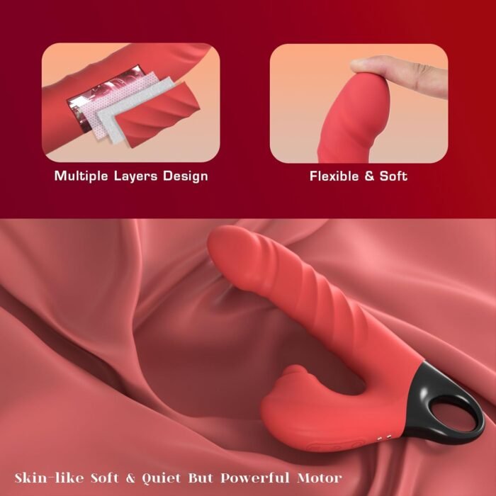 Thrusting Vibrating Dildo, 3 in 1 Female G Spot Vibrator with Clitoral Stimulator, Women Adult Sex Toys 3 Thrust 5 Pulsating 10 Vibrating Modes, YUKZEN Rabbit Sex Toy Dildo for Women Couples Pleasure - Image 4