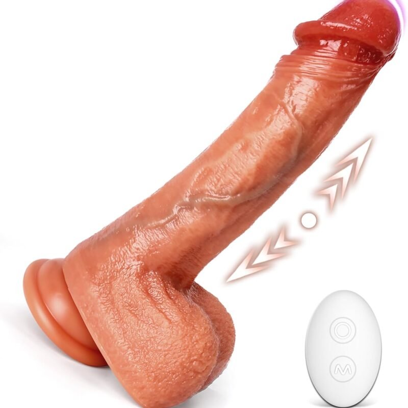 Realistic Thrusting Dildos, Lifelike Remote Control Dildo for Clitoral G spot Stimulation with 5 Vibrating & 3 Thrusting Modes, Strong Suction Cup for Hands-Free Play, Adult Sex Toys for Women