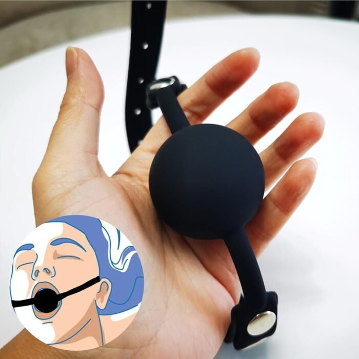 Leather Restraints Ball Mouth Plug Silicone Bondage Ball Gag Silicone Bondage Ball Gag for Sex, BDSM Restraints Toys Sex Gag Muzzles (B3) - Image 5