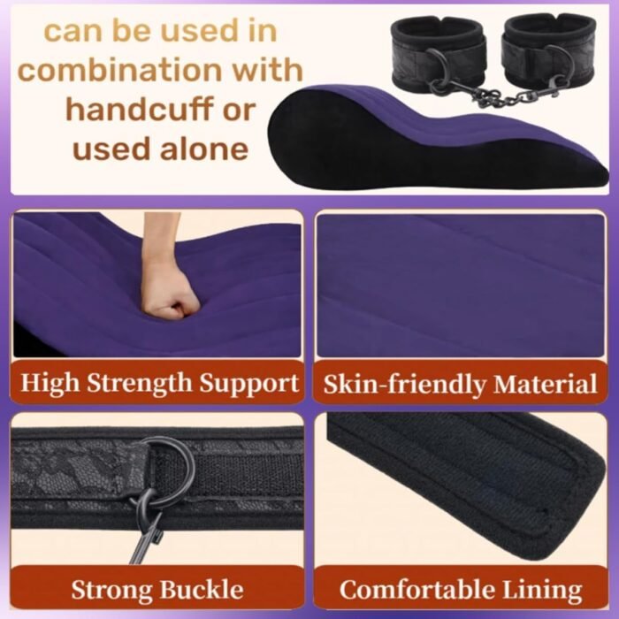 Sex Sofa Sex Furniture Cushion Inflatable Sex Pillow with Bondage Handcuffs Sex Toys for Deeper Position Support Ramp for Adult Women Men - Image 3