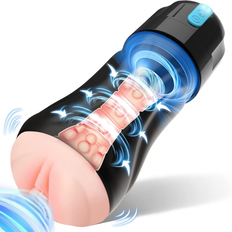 Male Adult Sex Toys for Men, Movakativ Sucking Male Masturbator Penis Pump with 10 Vibration & 5 Suction, Super Soft TPE Channel Vibrating Hands Free Male Masturbators Cup Men Sex Toy Machine