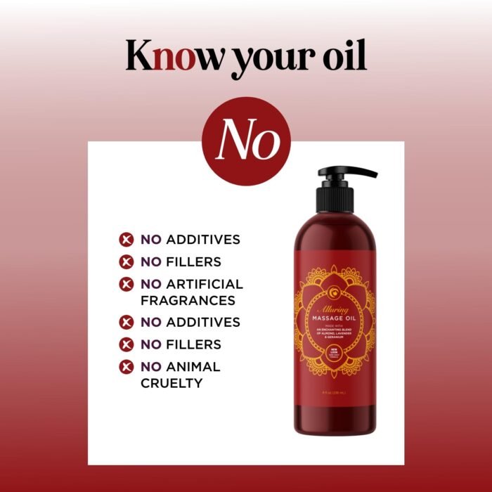 Relaxing Massage Oil for Massage Therapy - Aromatherapy Full Body Massage Oil with Enchanting Lavender Ylang Ylang Orange and Geranium Essential Oils - Naturally Scented Vegan Non GMO & Gluten Free - Image 4