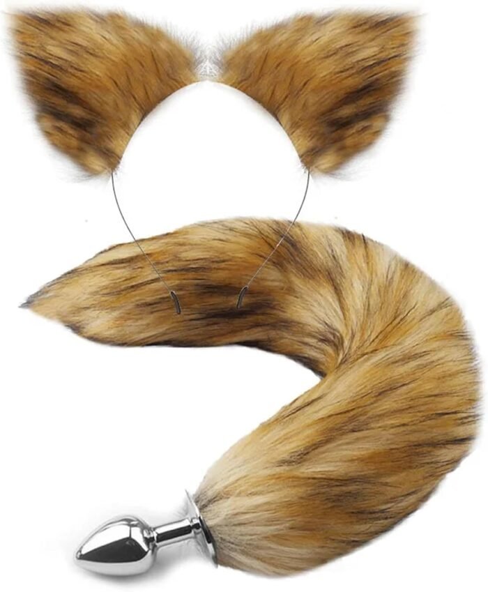 Cute Fox Tail Anal Butt Plug with Faux Silver Fox Tail Butt Plugs with Cat Ears Headband Anal Sex Toys Couples Lover Flirting Libido Stimulation Toys (Color : Black 5 Pieces) - Image 5
