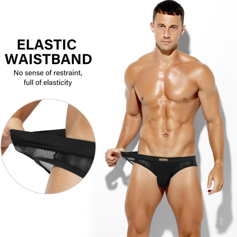Arjen Kroos Men's Sexy Underwear See-through Sheer Briefs Mesh Pouch Lingerie Tagless Underpants