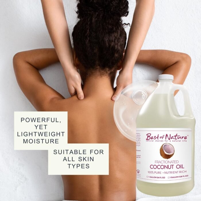 Best of Nature 100% Pure Fractionated Coconut Oil - Liquid MCT Massage & Body Oil, Unscented Moisturizer for Hair, Skin, Face, Aromatherapy Carrier for Essential Oils, Half Gallon (64 fl oz) - Image 2