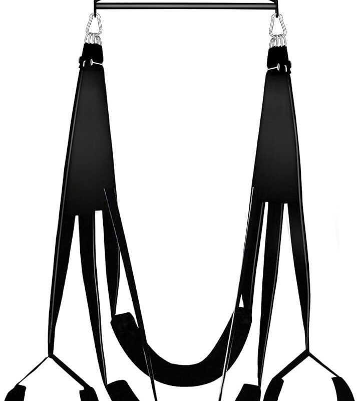 BELSIANG Adult Sex Swing,360 Degree Spinning Indoor Ceiling Sling, Sex Toys Set with Premium Paint Stand and Widened Thick Comfortable Swing for Couples(Pillow Extreme, Black)