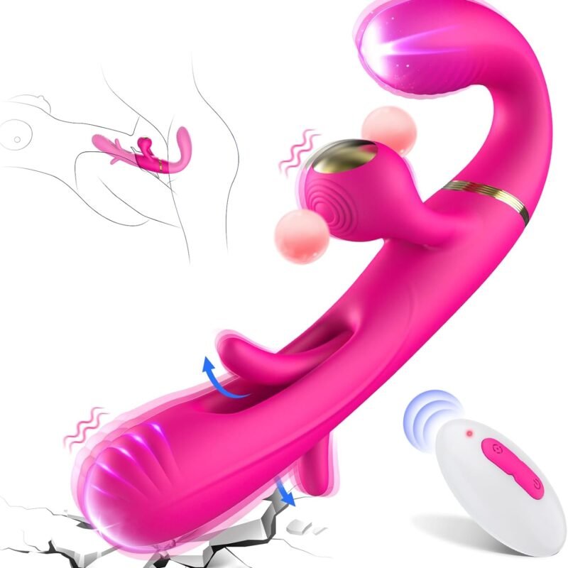Strapless Strap On G Spot Dildo Vibrator-Sex Toys for Clit Stimulator with 10 Vibrating & Flapping Modes, Silicone & Waterproof Double-Ended Dildo Female Adult Sex Toy for Women & Lesbian Pleasure