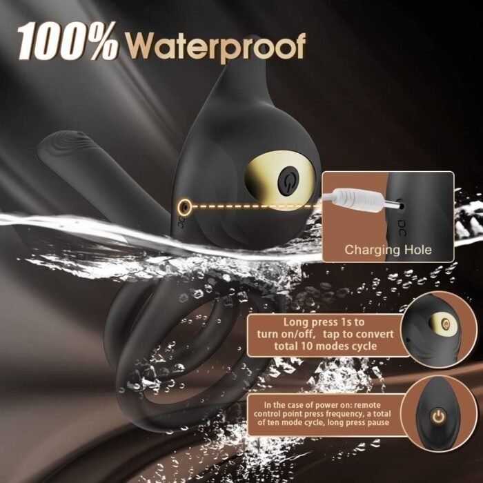 Vibrating Cock Ring Adult Sex Toys for Men, 3 in 1 Penis Ring Vibrator with 10 Vibration Modes G-Spot & Clitoral Stimulator, Silicone Couples Sex Toy Adult Sex Toys Vibrators for Men Women - Image 6