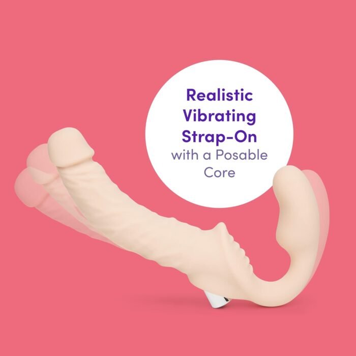 Lovehoney Lifelike Lover Luxe Strapless Strap On Vibrating Dildo - 9 Inch Silicone Realistic Dildo for Women - 12 Vibration Modes - Adult Sex Toy - Rechargeable & Waterproof - Flesh Pink