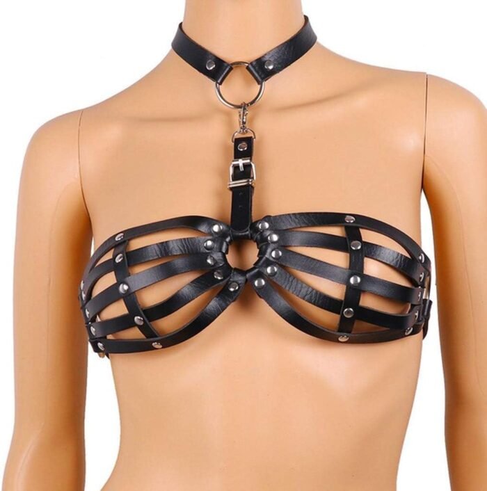 Sexy Women Lingerie Body-Harness Faux Leather Open Bra Full Cage Bondage Hollow Out BDSM Festival Clothing - Image 4