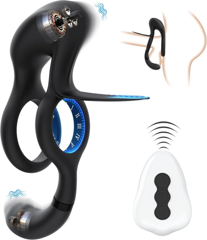 Vibrating Cock Ring Couples Vibrators: 3 in 1 Penis Ring Vibrator Sex Toys with Clitoral Stimulator, 10 Vibration Modes Penis Sleeve Medical Silicone Waterproof Sex Toys for Adult Couples