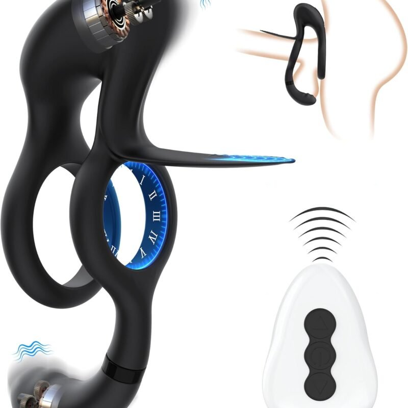 Vibrating Cock Ring Couples Vibrators: 3 in 1 Penis Ring Vibrator Sex Toys with Clitoral Stimulator, 10 Vibration Modes Penis Sleeve Medical Silicone Waterproof Sex Toys for Adult Couples
