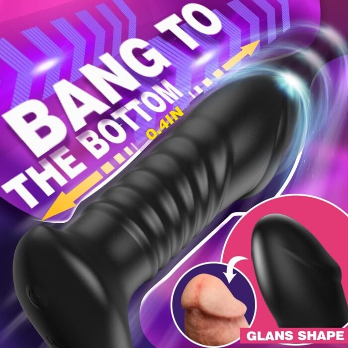 Thrusting Anal Vibrator with Thick Penis Ring, 3*10 Vibrating&Telescopic Prostate Massager Dildo Shaped Anal Plug, TIVINO Silicone Male Sex Toys Gay Toy for Men Masturbation and Foreplay - Image 4