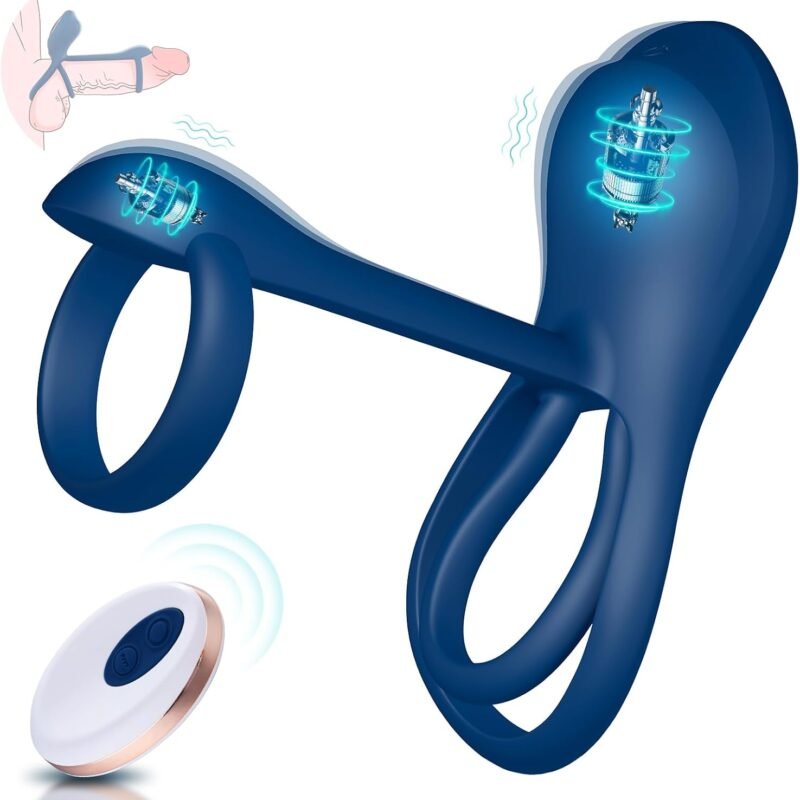 3 in-1 Vibrating Penis Ring for Couples Sex Toys & Games with 10 Vibration Modes Double Cock Ring